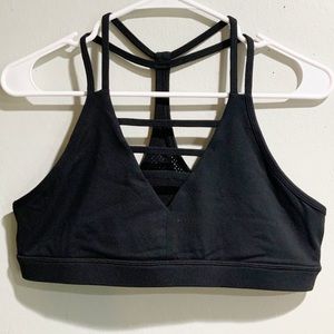 Zyia Active Black Grid Sports Bra Size XXL Razorback Medium Support